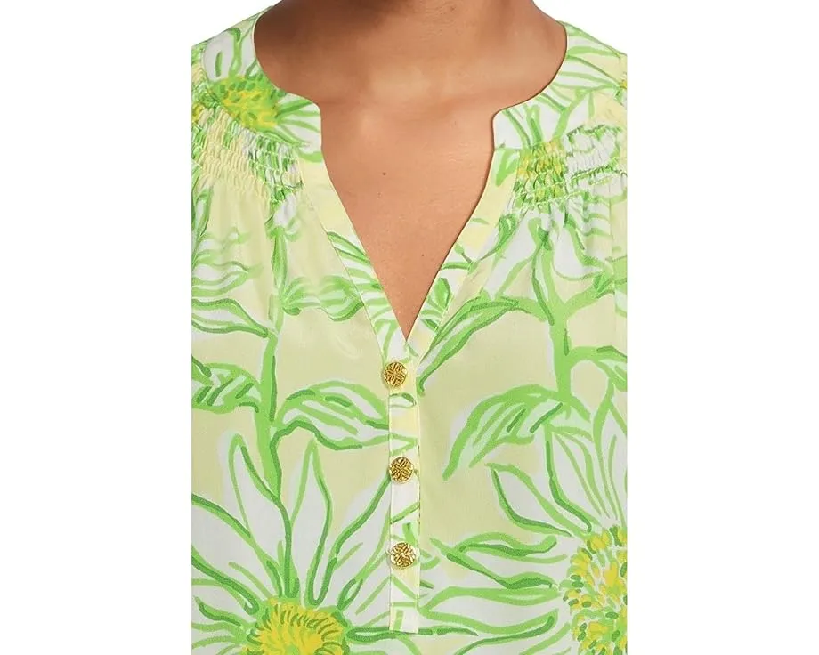 Блуза свободного кроя Elsa Top от Lilly Pulitzer из струящегося шелка с воротником на резинке