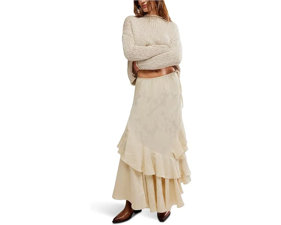 Джинсовая макси-юбка Free People Autumn Promenade с платочным кроем и цветными вставками