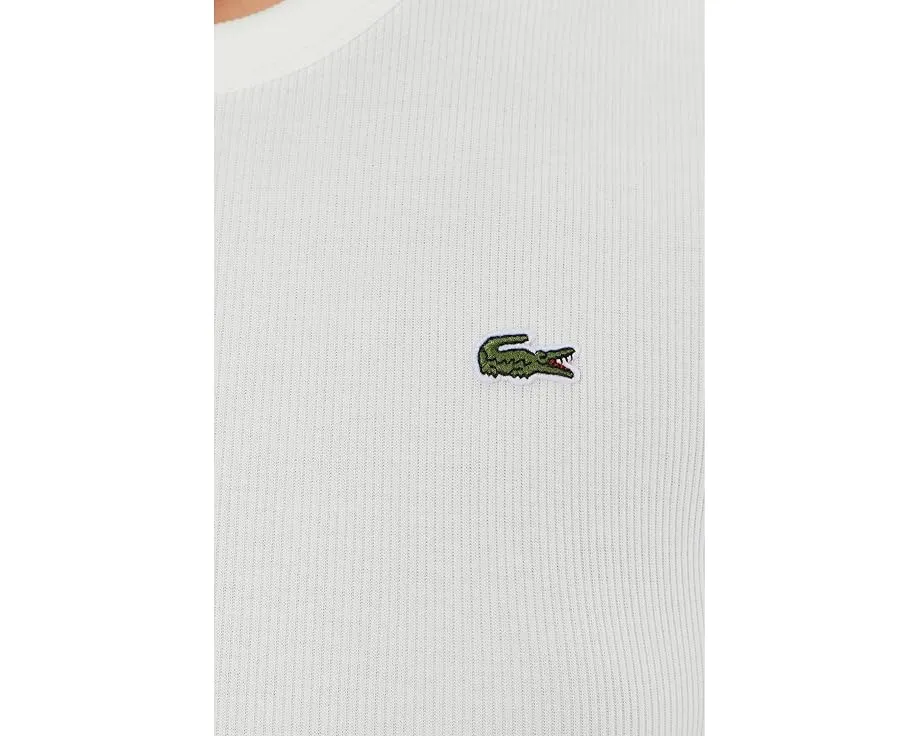 Футболка Lacoste Slim Fit из хлопка с ребристой фактурой и вышитым крокодилом