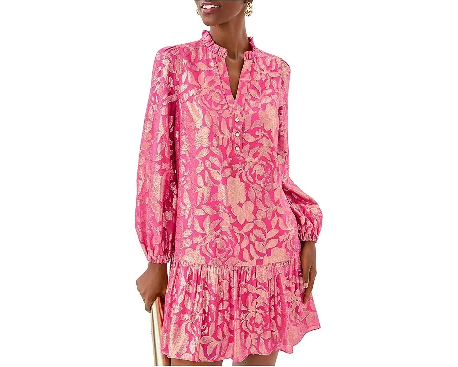 Шелковое платье Lilly Pulitzer Evaline с рюшами и пайетками