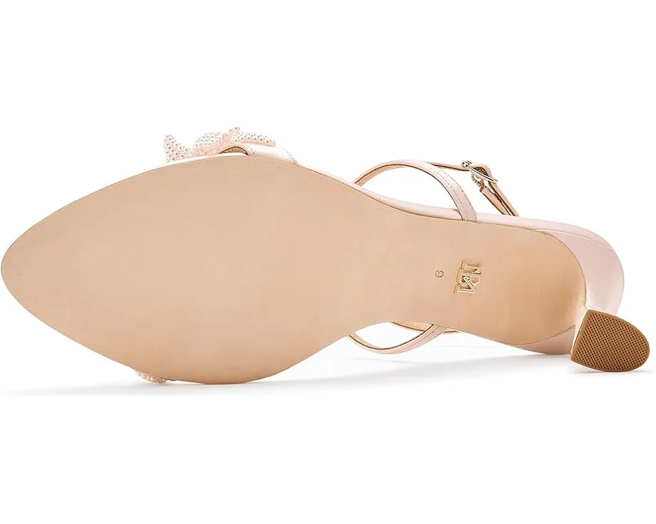 Туфли Badgley Mischka Whitney с цветочным декором из жемчуга и расклешенным каблуком