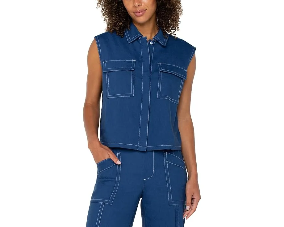 Безрукавка Liverpool Los Angeles с карманами в стиле карго и отложным воротником