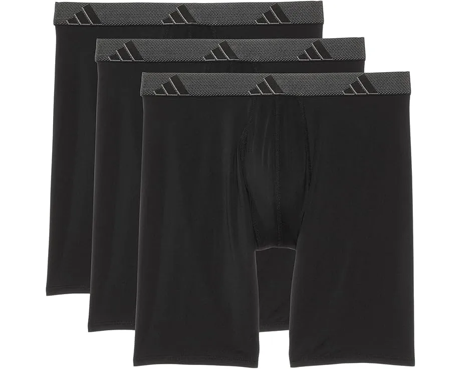 Длинные трусы-боксеры Adidas Athletic Fit Microfiber 3 шт с влагоотводящей тканью