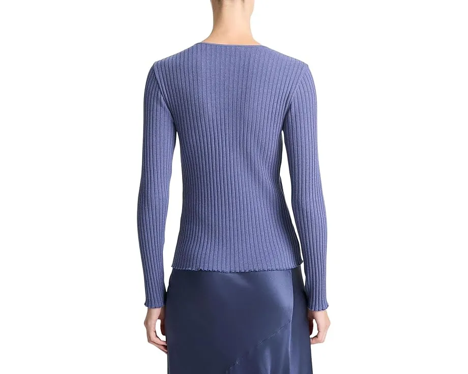 Vince худи Rib Long Sleeve Henley из хлопковой смеси с тремя пуговицами