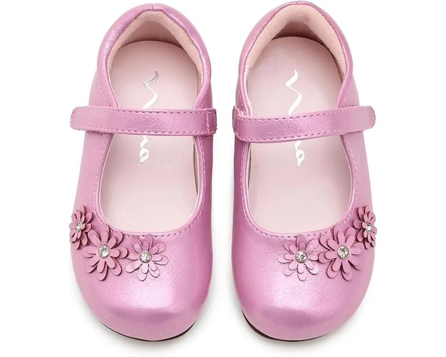 Туфли для девочек Nina Kids Daisy с цветочным апплике и стразами на липучке