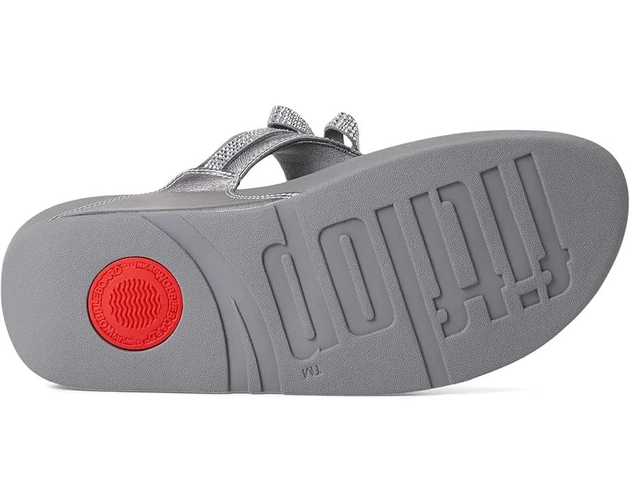 Сандалии FitFlop Lulu Glitz-bow с кожаным верхом и стразовым бантом