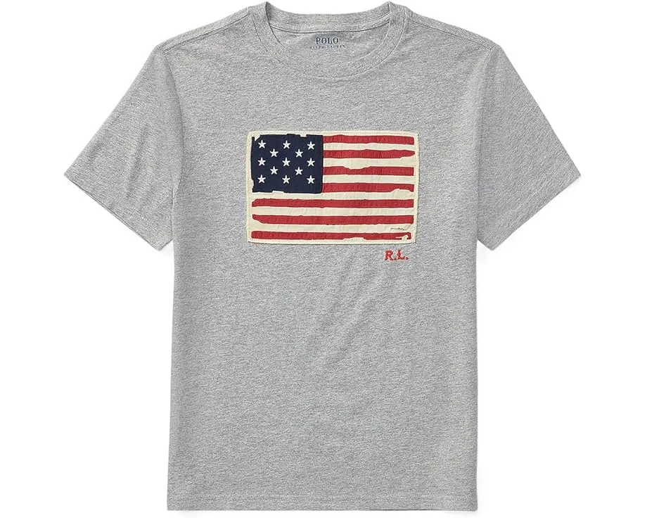 Детская футболка Polo Ralph Lauren Kids Flag Cotton с аппликацией американского флага
