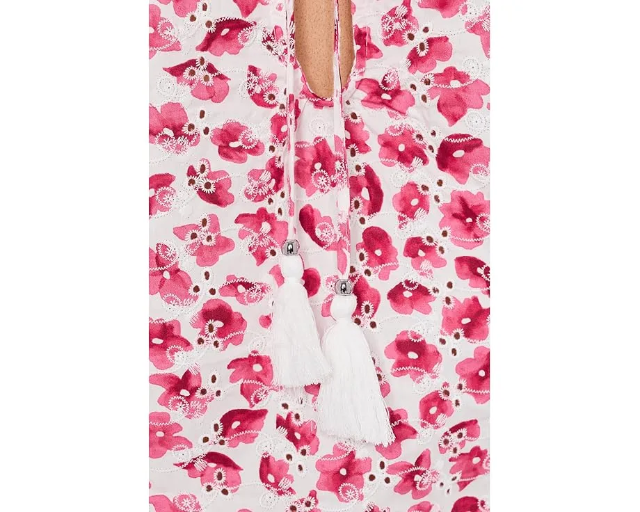 Топ CeCe с коротким рукавом реглан и замочной скважиной спереди из хлопка