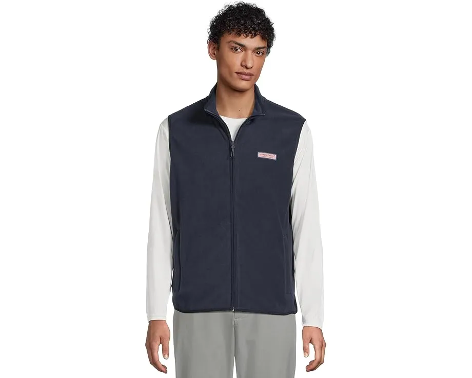 Vineyard Vines Harbor Fleece Vest с вышивкой кита и сетчатыми карманами