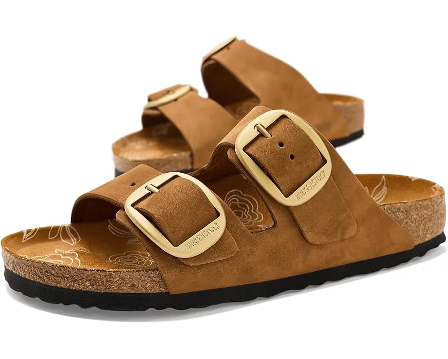 Сандалии Birkenstock Arizona Big Buckle из нубука с цветным принтом на стельке