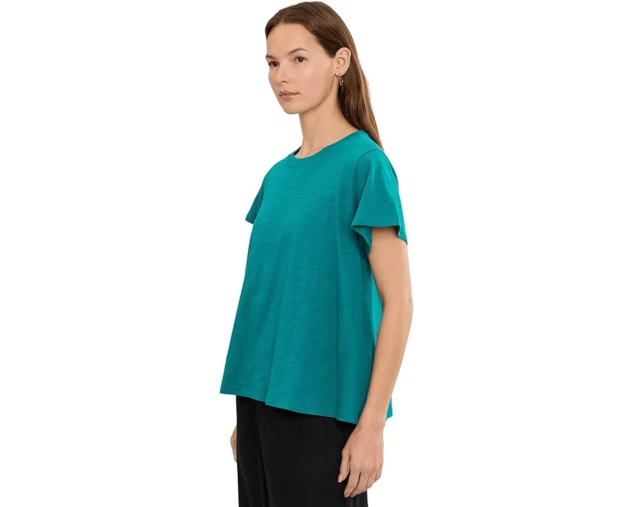 Топ Organic Cotton Slubby Jersey с круглым вырезом и короткими рукавами Eileen Fisher