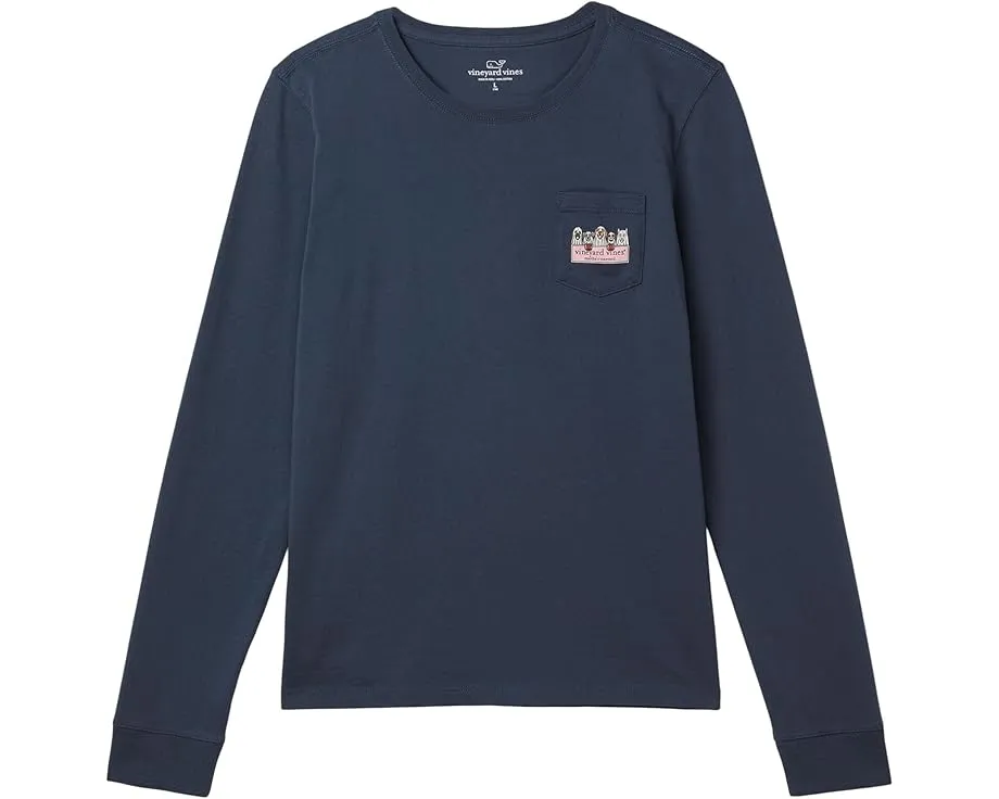 Футболка с длинным рукавом и карманом Ghost Pups Logo Box для подростков Vineyard Vines Kids