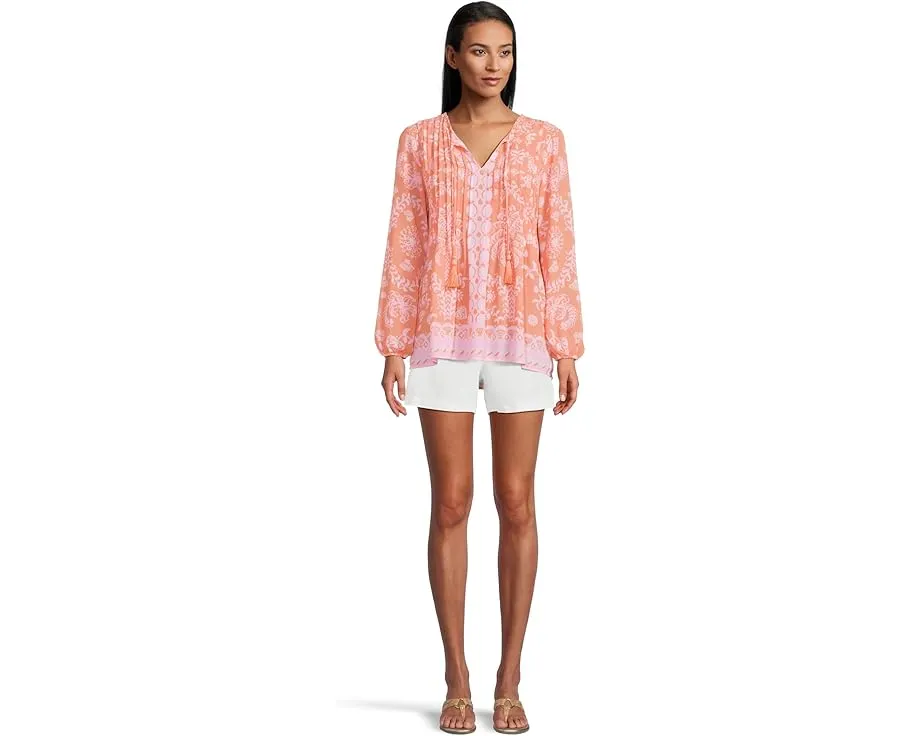 Туника Lilly Pulitzer Marilina с длинным рукавом и V-образным вырезом на завязках