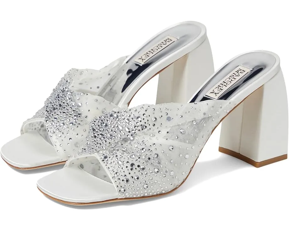 Босоножки Badgley Mischka Camelia на устойчивом каблуке с камнями стразами и квадратным мысом