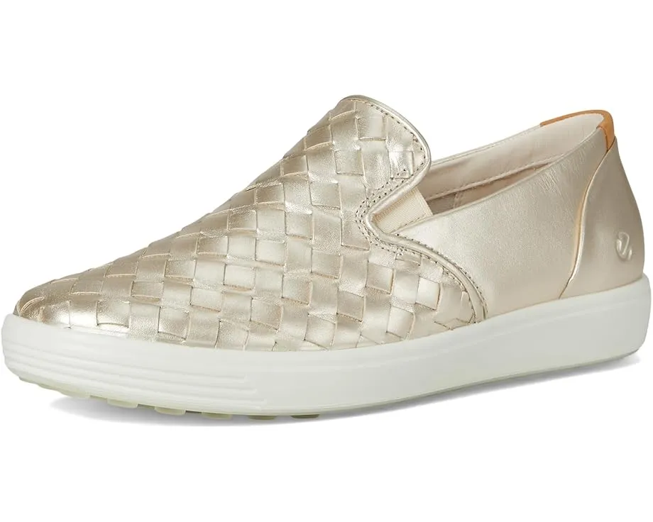 Кроссовки ECCO Soft 7 Woven Slip-On 3.0 с эластичными вставками и кожаным верхом