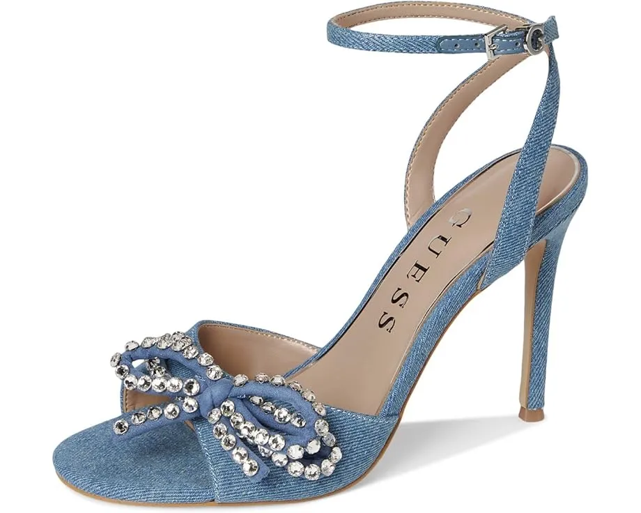 GUESS Вечерние сандалии Charmin с джинсовым верхом и стразами на каблуке-шпильке