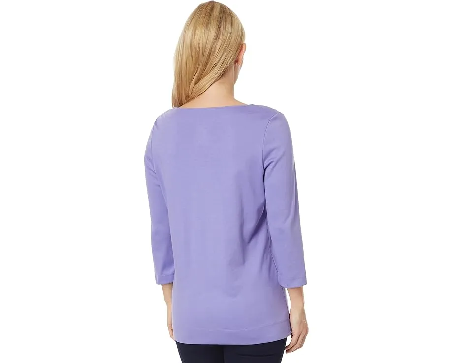 Туника L.L.Bean Pima с разрезным вырезом и рукавом 3/4