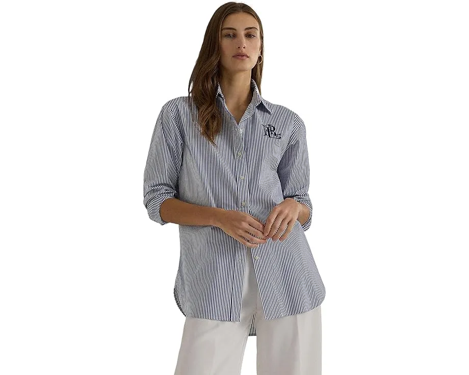 Хлопковая рубашка Lauren Ralph Lauren Relaxed Fit в полоску с технологией PUREPRESS