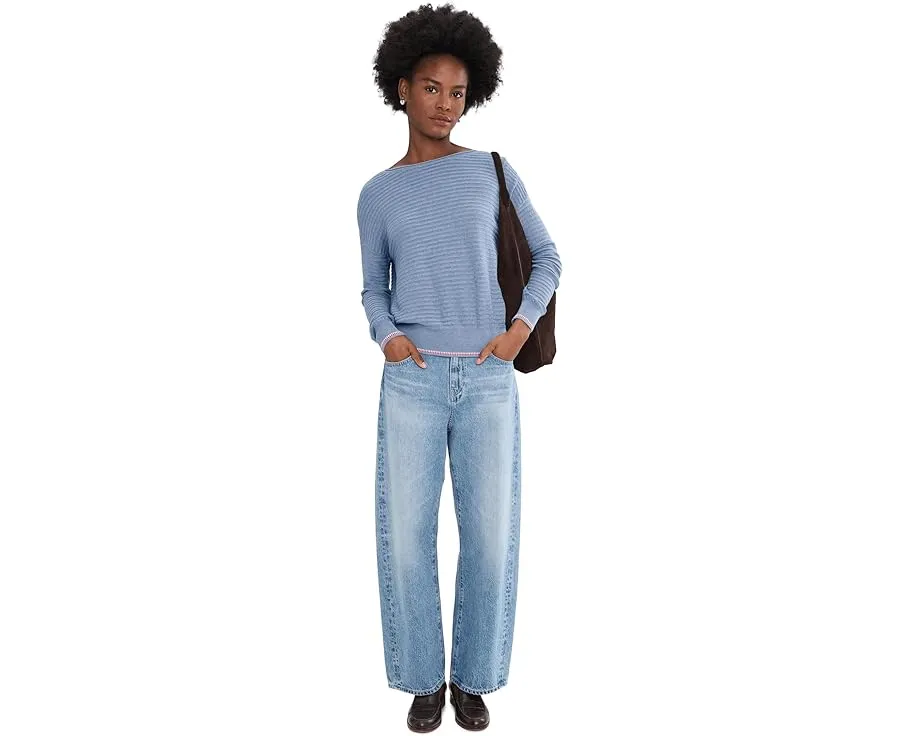 Свитер Lilla P с широким вырезом и контрастной отделой низа