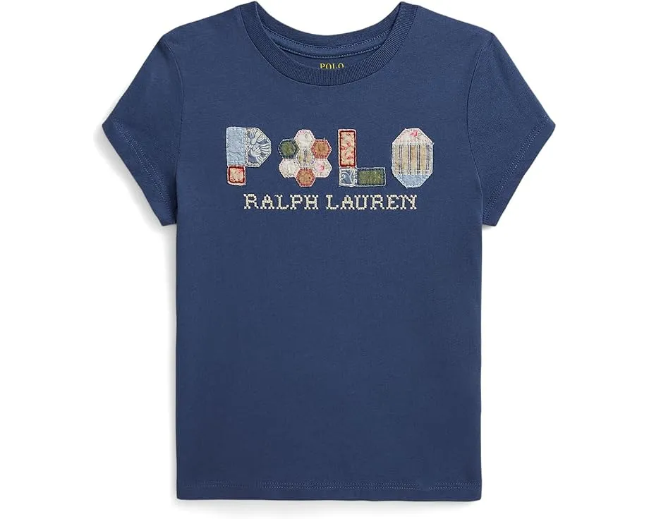 Футболка из хлопкового джерси с патчворк логотипом для детей Polo Ralph Lauren