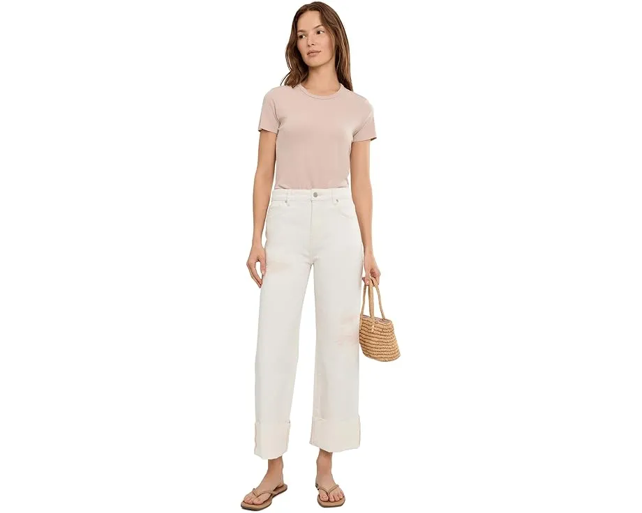 Джинсы Saige Mid-Rise Wide Leg Crop с широкими штанинами и средней посадкой в цвете Powder Mended
