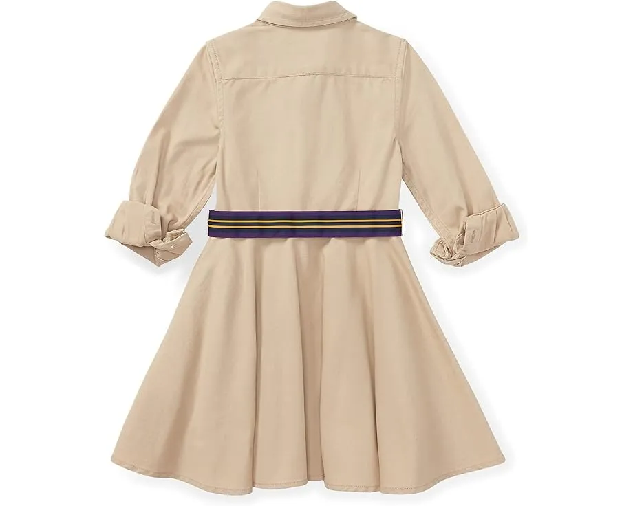 Платье-рубашка Polo Ralph Lauren из хлопка чинос с поясом для маленьких девочек