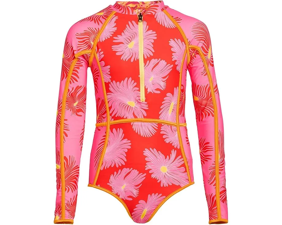 Обратный детский цельный купальник Maaji Kids Water Blossom Moorea с длинными рукавами и V-образным вырезом