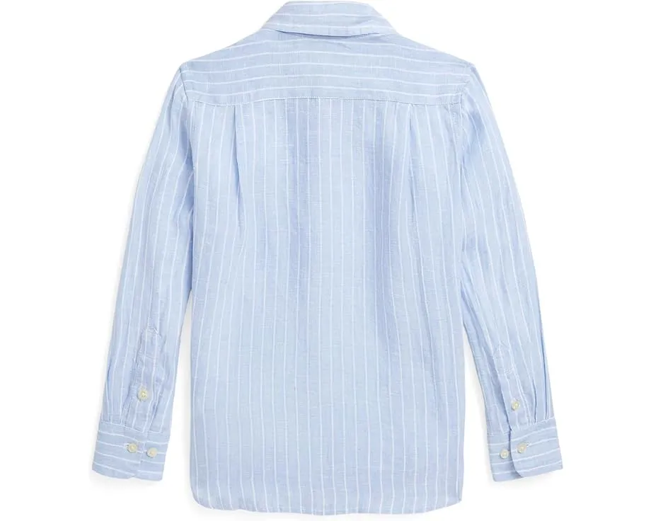 Рубашка Polo Ralph Lauren Kids из льна в полоску с длинным рукавом