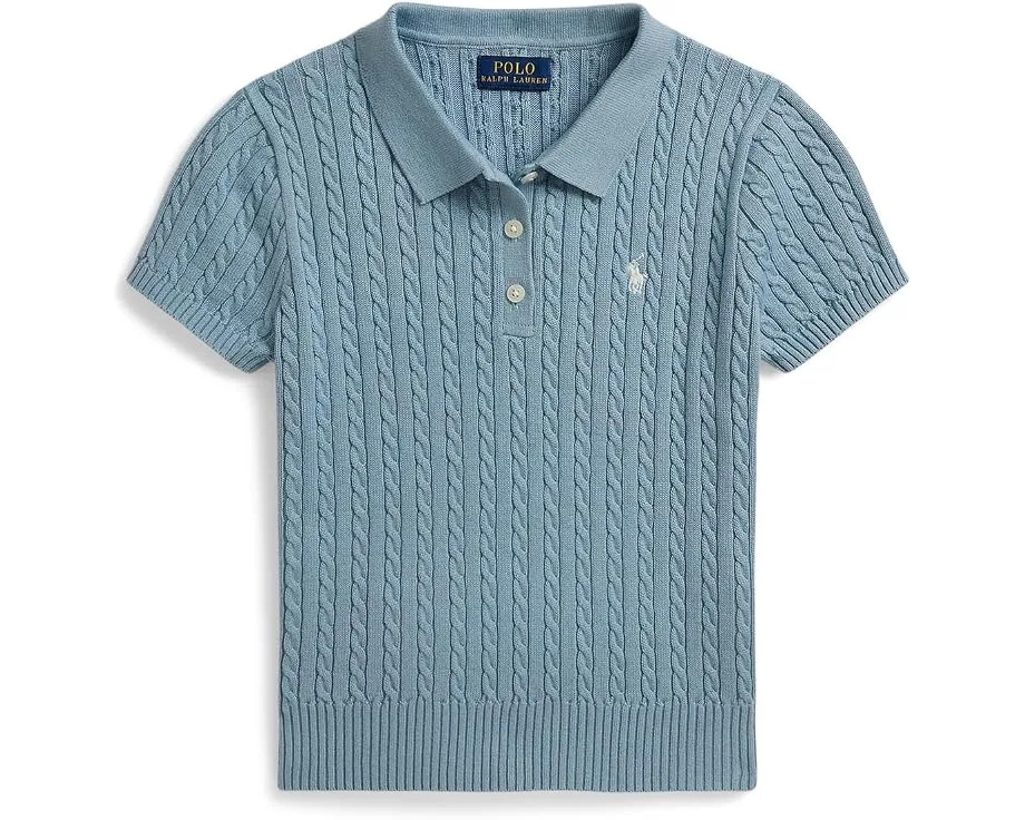 Свитер-поло из хлопка с мелким жаккардом Polo Ralph Lauren Kids для детей постарше