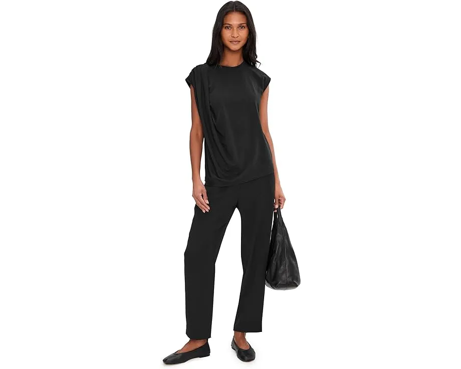 Топ Vince Relaxed Short Sleeve Drape Top с драпировкой на плече