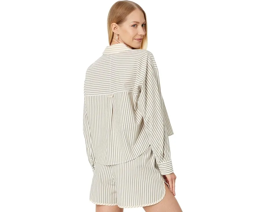Короткая блуза Madewell Flap-Pocket Crop Button-Up в полоску из поплина