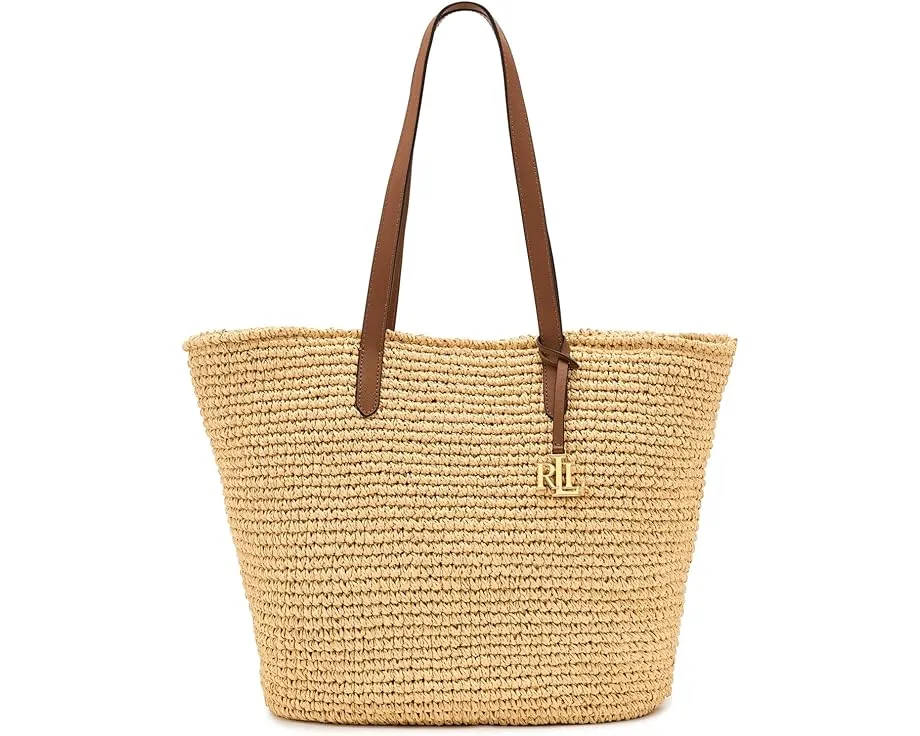 Большая сумка-тоут Lauren Ralph Lauren Lainey из крученой соломки с кожаными деталями