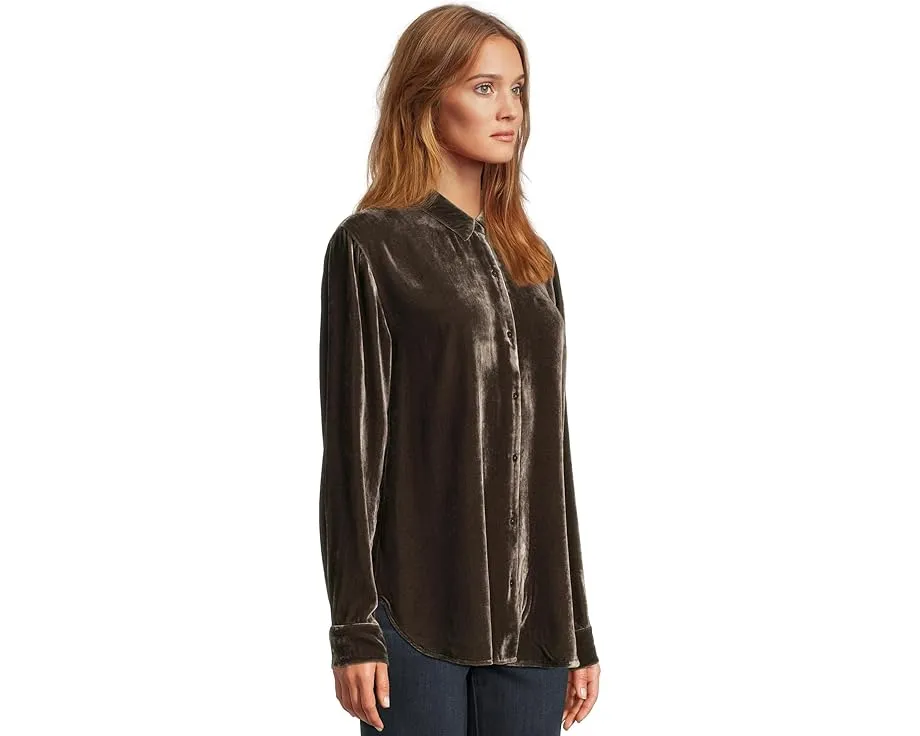 Длинная рубашка Eileen Fisher с классическим воротником из бархата