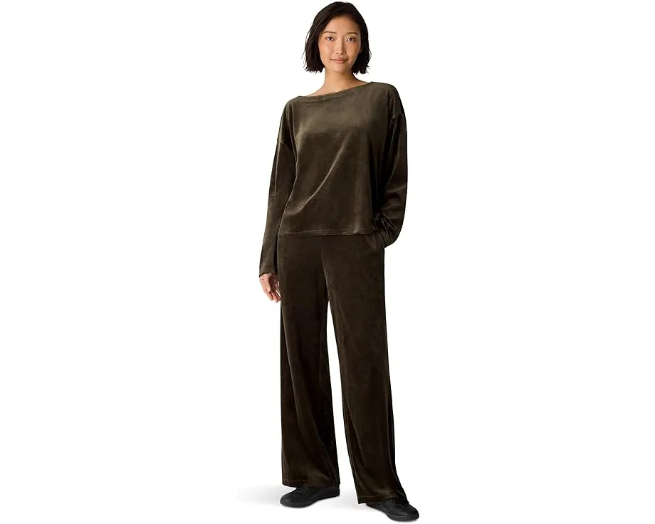 Уютный топ из велюра с бат-горловиной и свободным кроем Eileen Fisher