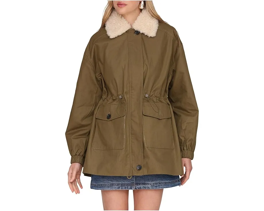 Хлопковая куртка Avec Les Filles с искусственным воротником из овчины и кулиской