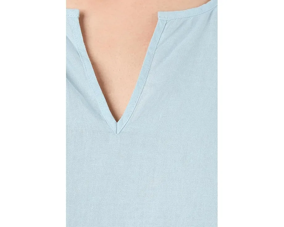 Organic Handkerchief Linen Split Neck Top