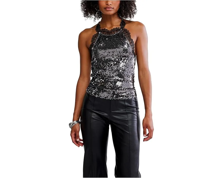 Топ Free People Take Me Away Cami с кружевными деталями и пайетками