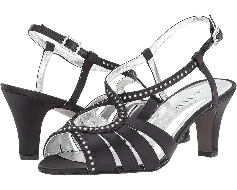 Сандалии Whisper на регулируемой шлейке с открытым носком и стразами David Tate