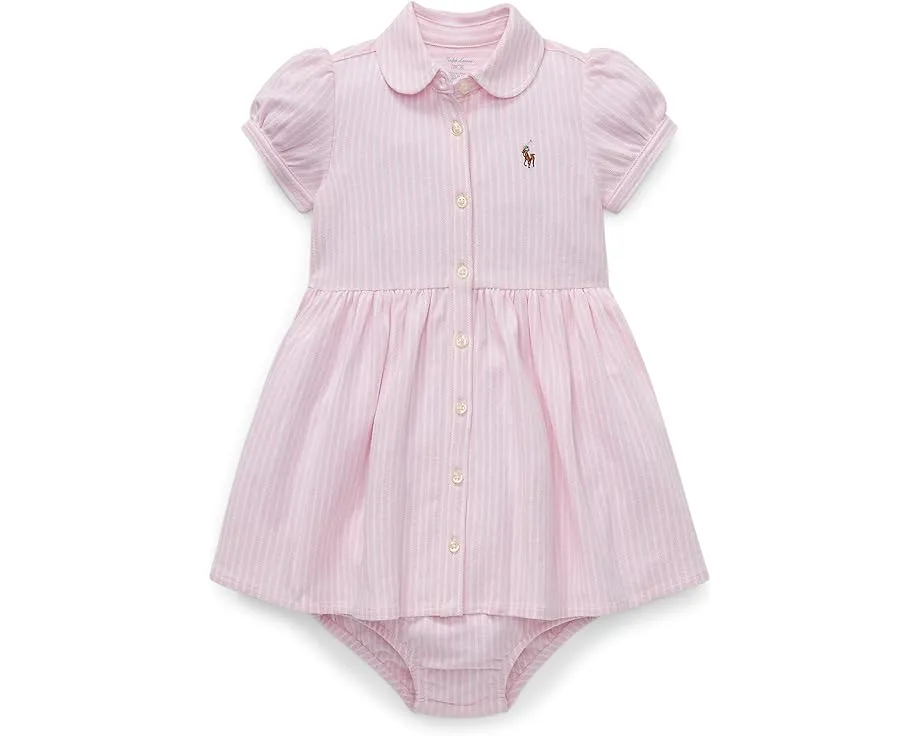 Детское платье Polo Ralph Lauren Kids в полоску с воланами и пышными рукавами