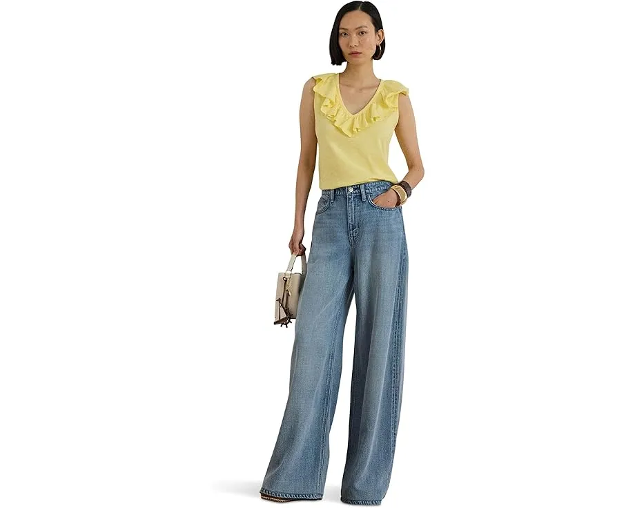 Топ без рукавов Lauren Ralph Lauren петит с рюшами из джерси с утолщениями