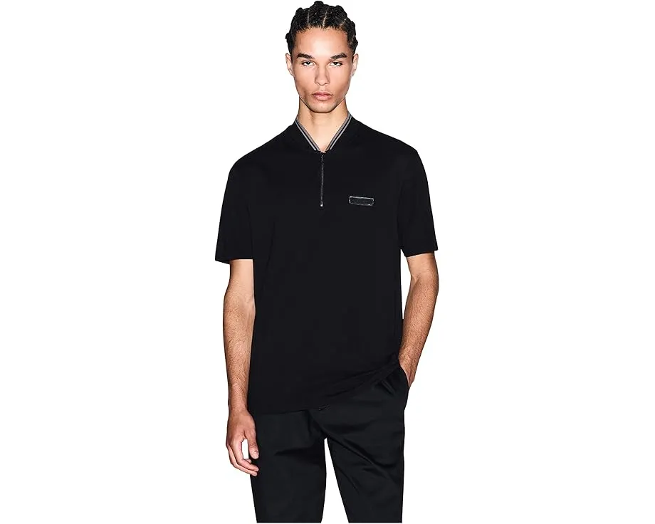 Хлопковое поло Armani Exchange с застежкой молнией и логотипом