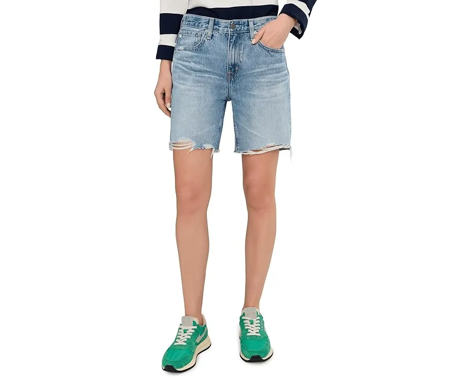 Шорты AG Jeans Ex-Boyfriend Mid Rise Slouchy с расслабленным кроем и длиной по шву 7 дюймов