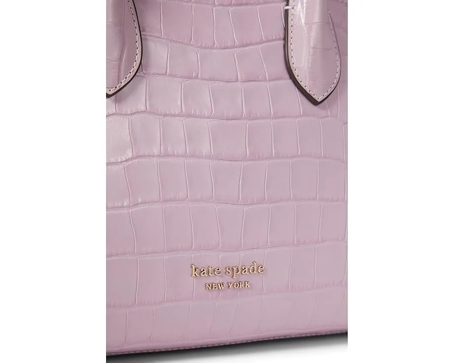 Knott Croc Embossed Leather Medium Zip Top Satchel