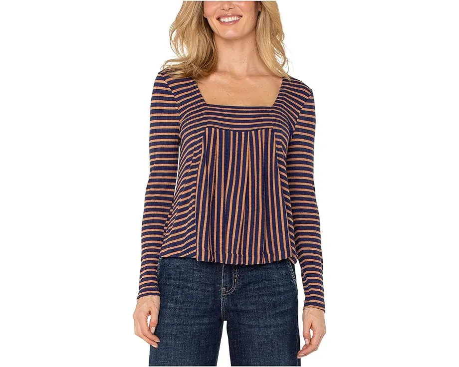 Топ Liverpool Los Angeles с квадратным вырезом и длинным рукавом в полоску