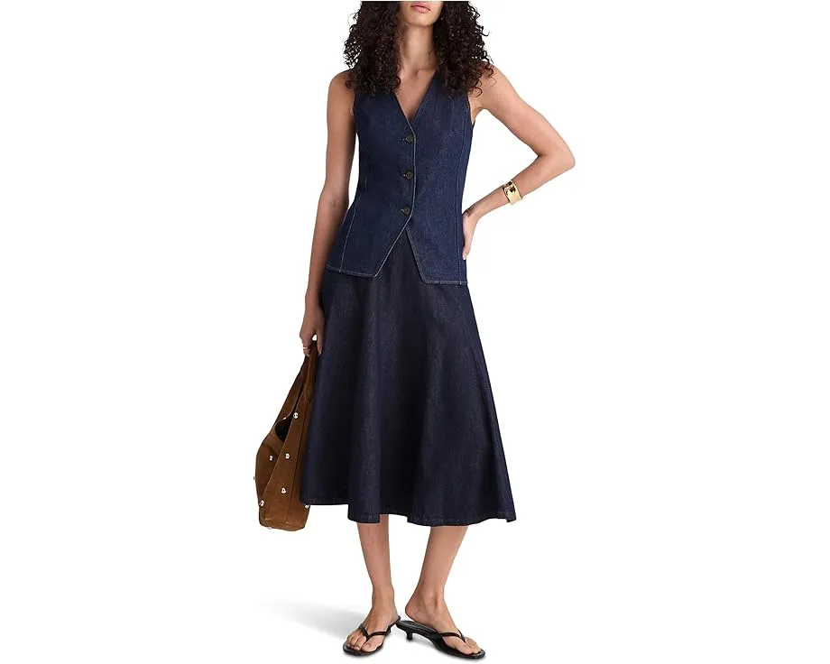 Madewell Длинный жилет с V-образным вырезом и рельефными швами в цвете Rinse Wash