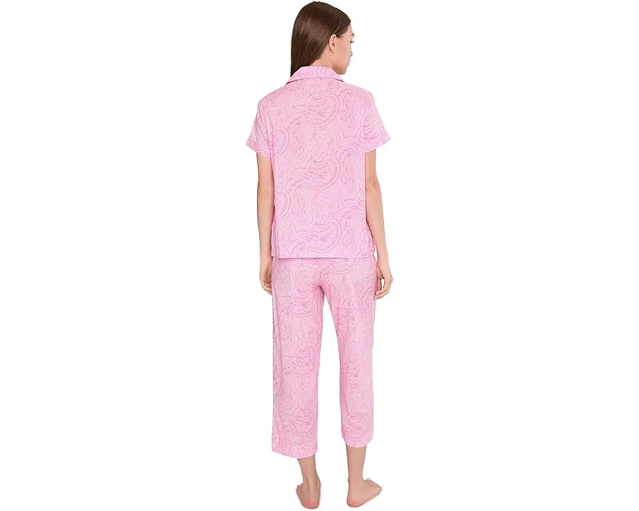 Пижамный комплект Lauren Ralph Lauren с короткими брюками и воротником с лацканами