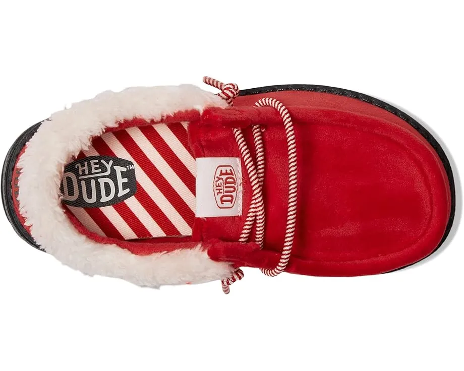 Лоферы Hey Dude Kids Wally Santa Claus для малышей с искусственным мехом и эластичной шнуровкой