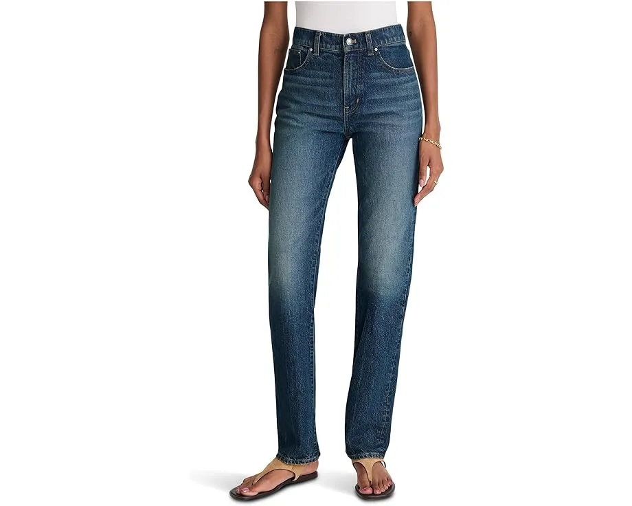 Madewell Длинные прямые джинсы Greendale Wash с высокой посадкой и пятью карманами