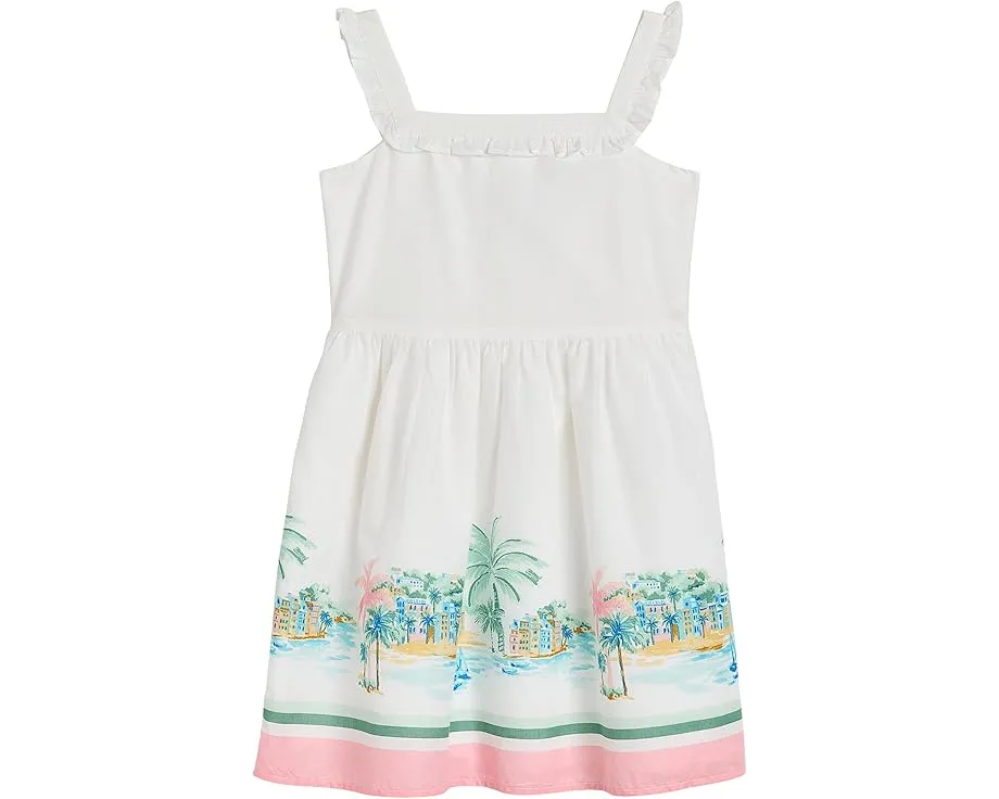 Платье Border Print Dress с рюшами и квадратным вырезом