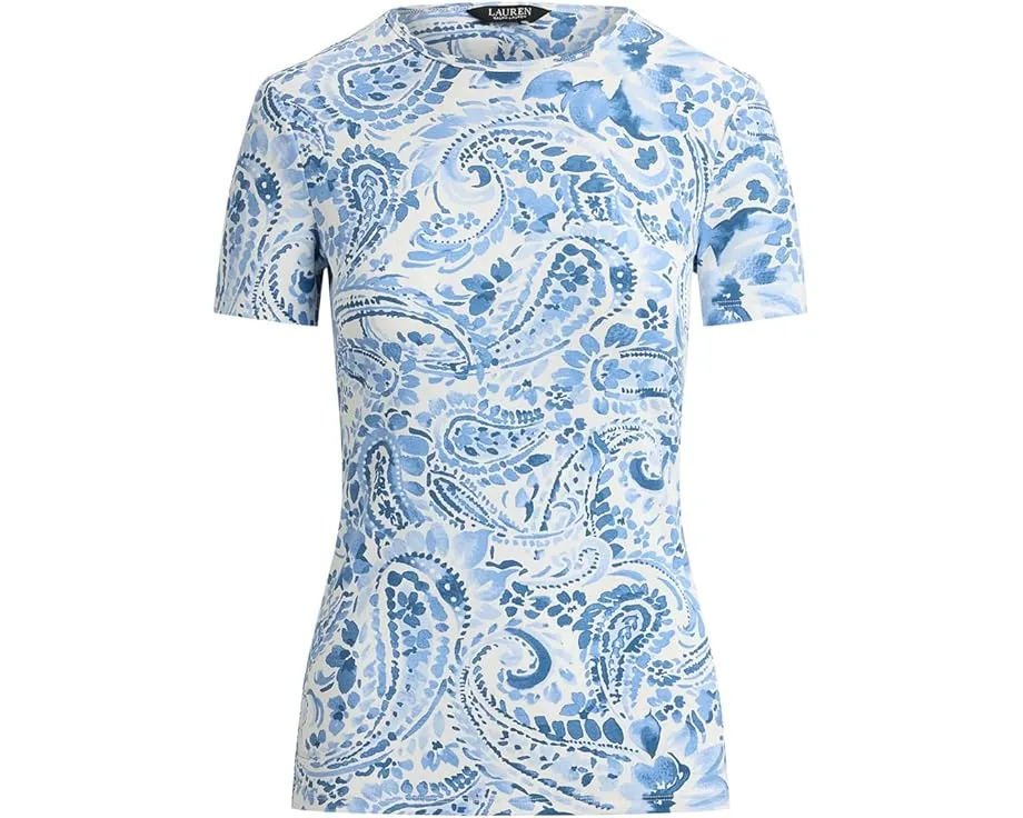 Paisley Stretch Cotton Crewneck Tee